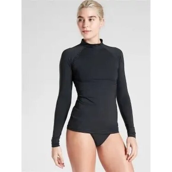 NWOT Athleta North Point Rashguard Swim Longsleeve Top in Black, Size Small. - Picture 1 of 7